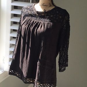 Anthropologie black lace shirt